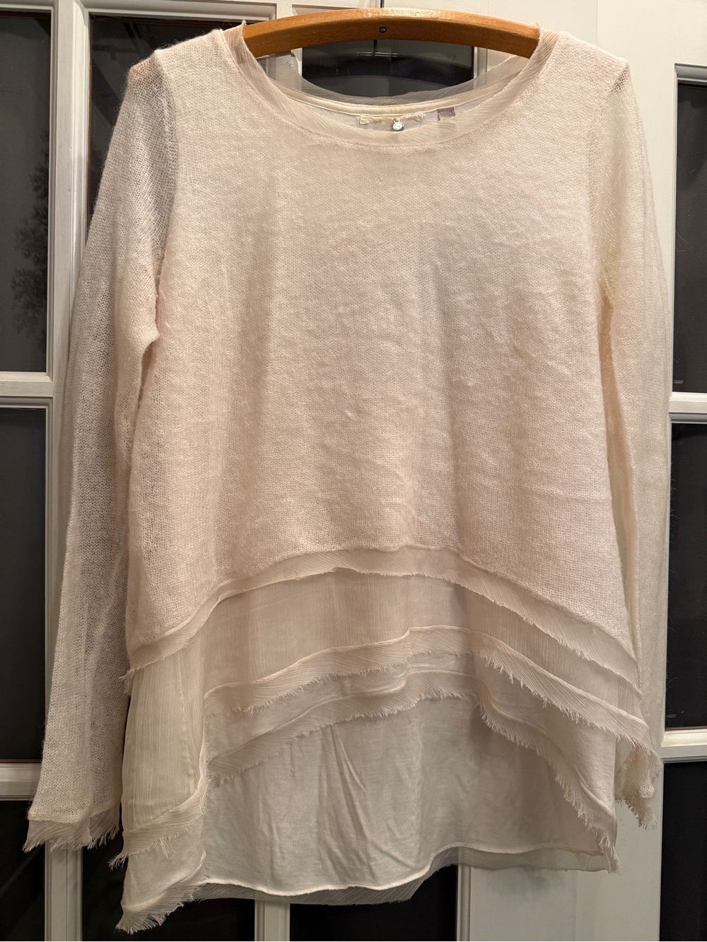 Light creme Layered Long-Sleeve Women's Top
